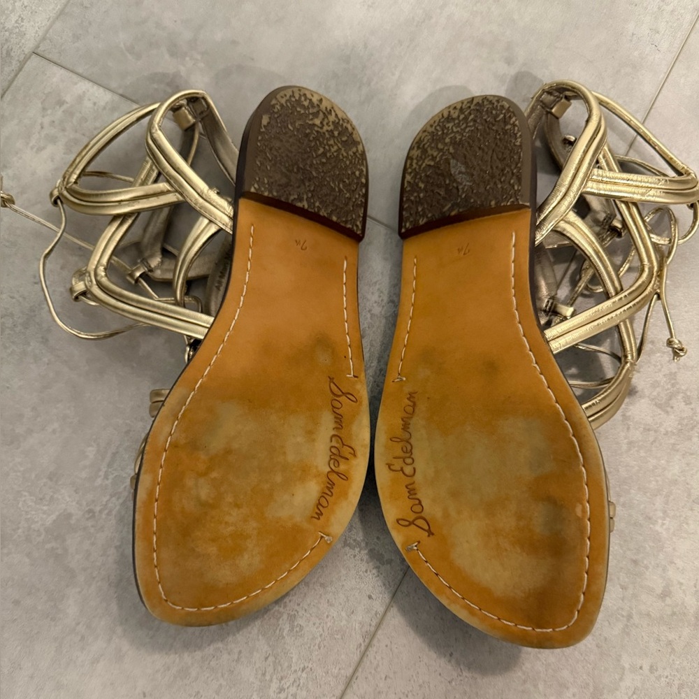 Sam Edelman- Gasha Womens Strappy Open Toe Flat Sandals- Gold- Size 7.5 - Picture 3 of 3